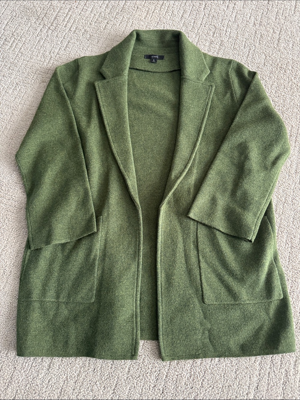 J. Crew green Open Front Wool-Blend Coatigan